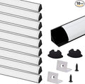 VST 10pack 3.3ft LED Channel, V Shape Diffuser, Aluminum Channel System with Milky Cover, End Caps and Mounting Clips, Aluminum Profile for LED Strip Light Very Easy Installation