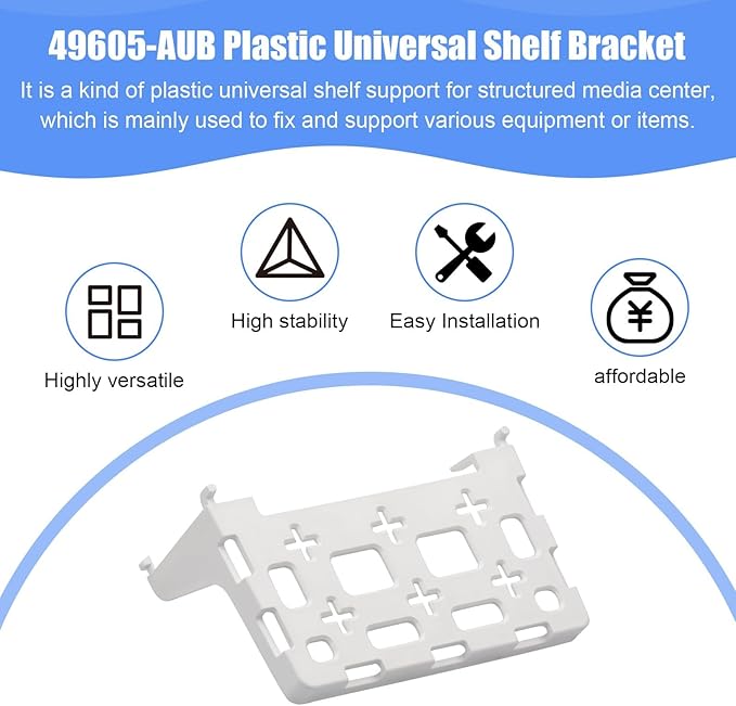 49605-aub Structured Media Panel Accessories Enclosure Universal Shelf Mounting Bracket for Leviton Media Panel -That Supports 20lbs of Weight - White