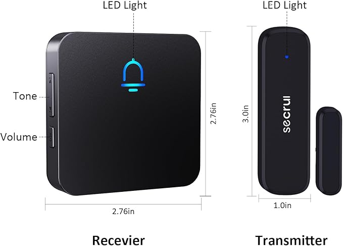 SECRUI Wireless Door Chimes When Entry for Business/Home/Office/Store (500ft Range 32 Chimes Adjustable Volume) Door Open Ringer Alert Buzzer Alarm - 1 sensors