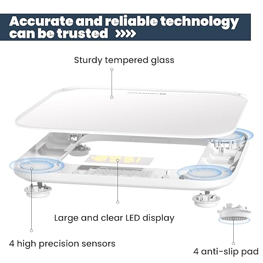 UNIWEIGH Kitchen and Bathroom Bundle-Digital food scale for Ounces and Grams11lb,Slim body weight Scale 400lb,Tempered glass,touch button LCD display,Precise Weight Measuring and Portion Control,white