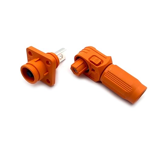 250A Battery Energy Storage Connector, 70mm² High Current Connectors IP67 Waterproof Copper Brand Thread Wiring Power Adapter Quick Plug Terminal Right Angle Plug and Socket (1500V Black+Orange)