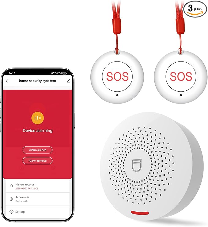Hapippofa Caregiver Call Button WiFi Elderly Alert Call Button Life Alert Systems for Seniors No Monthly Fee for Elderly/Disabled/Home/Hospital