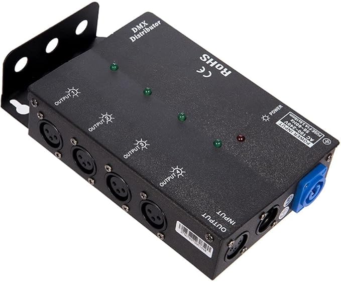 MFL. 4-Way Isolated DMX Splitter Amplifier Distributor with 3-Pin Outputs