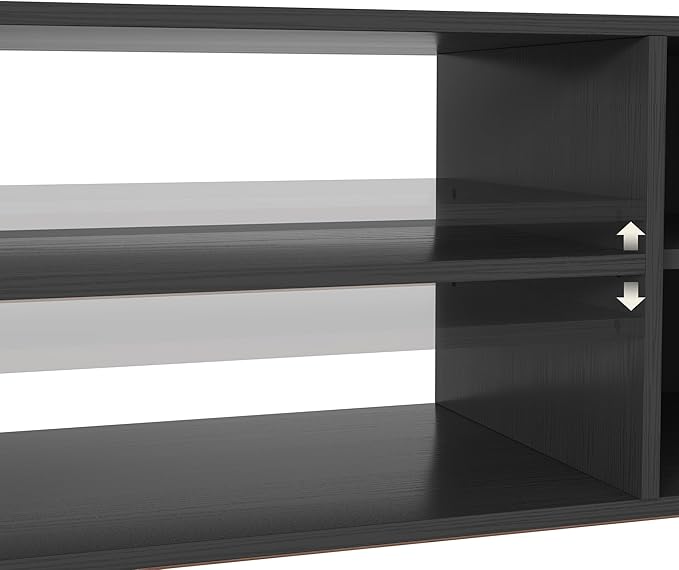 ZOSQUARE 65 Inch TV Stand for Up to 75 inch TVs, Fluted Entertainment Center with Adjustable Shelve, Curved Round Corner TV Console Table with Storage Cabinet for Living Room, Bed Room (Black)