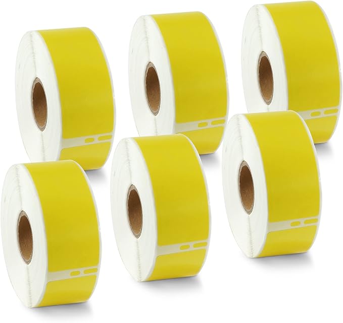 BETCKEY - Compatible DYMO 30252 (1-1/8" x 3-1/2") Address & Barcode Labels - Compatible with DYMO Labelwriter 450, 4XL & Zebra Printers[6 Rolls/2100 Labels, Yellow]
