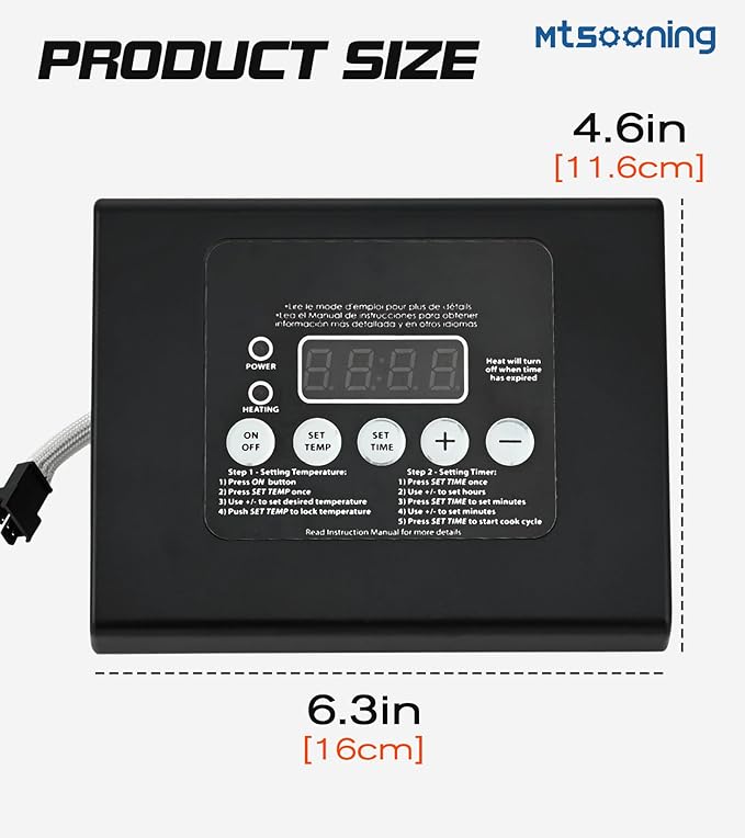 Mtsooning 990050048 Digital Control Panel LED Display Replacement for Masterbuilt MB ESQ30B, ESQ30S, 20070106, 20070206, 20072010, 20070910 Electric Smoker Grill Models Controller
