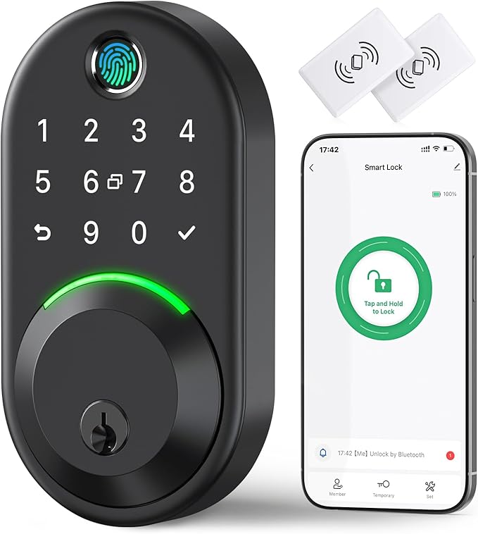 Smart Deadbolt Door Lock with Keypad:Yamiry Fingerprint Keyless Entry Deadbolt,Digital Smart Locks for Front Door,Electronic Code,Easy Installation