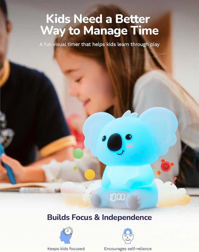 Koala Timer Pal Visual Timer for Kids/Adults with Audio Time Management Tool, Color-Changing Visual Countdown, Fun Adults/Kids Timer Visual for Classroom/Home/Calming Corner