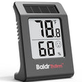 BaldrTherm Humidity Meter Hygrometer, Solar-Powered Room Thermometer Indoor Digital Temperature Sensor Monitor, 2.2''Humidity Gauge for Baby Rooms, Home, Office, 1Pack, Black