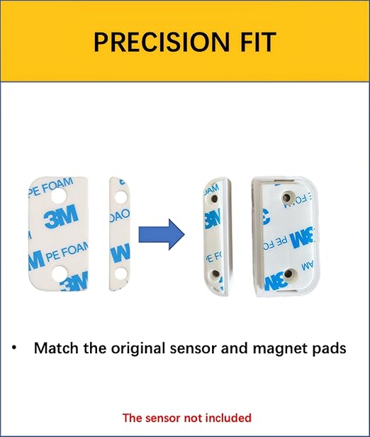 Adhesive Replacement Strips for Ring Contact Sensor 2nd Gen - Pre-Cut Double-Sided Tape 12-Pack (12Sensor&12Magnet Pads), No Cutting Needed, Secure Mounting for Door/Window Alarm Systems (24 Pack)