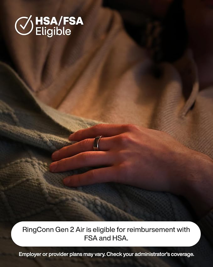 RingConn Gen 2 Air, Ultra-Thin AI Smart Ring, 10-Day Battery Life, Fitness/Sleep/Stress/HR Tracker for Women&Men, No App Fee for Standard Features, iOS & Android Compatible (Size 6, Dune Gold)