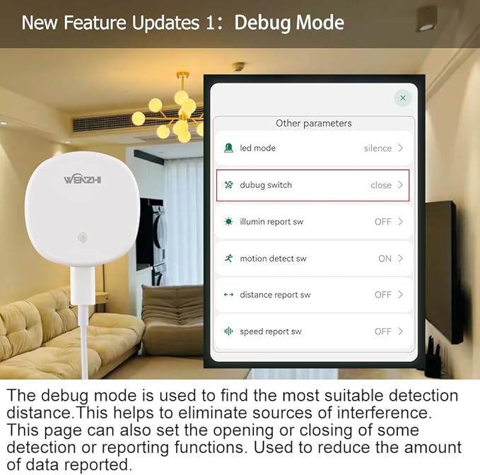 Presence Sensor, WenzhiIoT Smart Motion Sensor Zigbee 24 GHz Radar MmWave Presence Sensor Movement Body Motion Detection with illuminance Tuya Smart Life Home Assistant