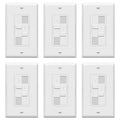 TOPGREENER Kalide Dual Load Dimmer Light Switch, Double LED Dimmer Switch, Full Range Dimming,Single Pole, 200W LED/CFL, UL Listed,TGDDS-W-6PCS, White, 6 Pack