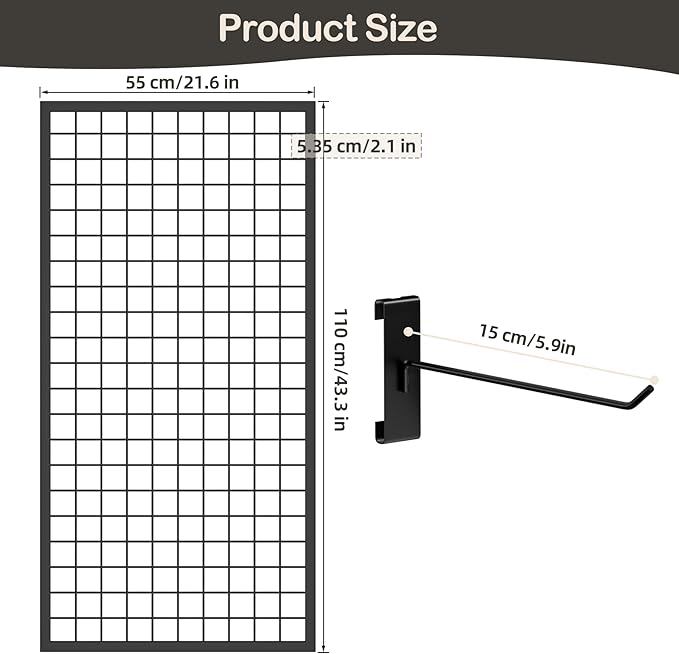 ztysn 3pcs Grid Wall Panels Display Stand -Wire Grid Hanging Rack with 30 Hooks, Freely Assembled Art Display Panels/Workshop Wall Mount Storage Rack Garage Organization