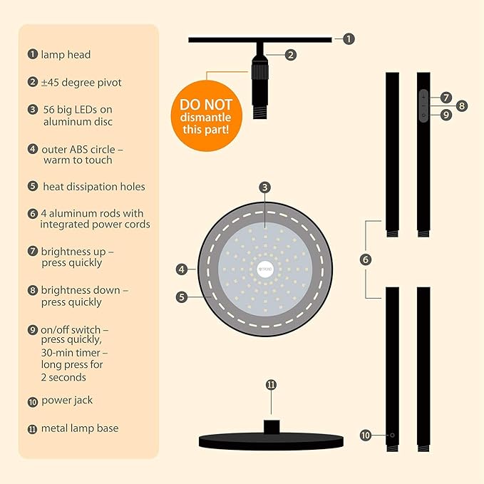 TROND Floor Lamp, 5000LM Super Bright Sky LED Modern Torchiere Standing Lamp, 3000K Warm White Light, 5-Level Dimmable, Modular 71 in Tall Pole Light, 30-Minute Timer for Living Room, Bed Room