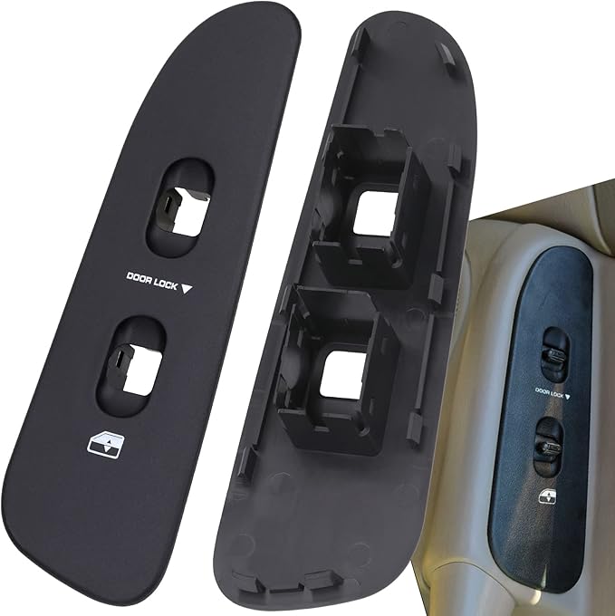 Obaee Driver & Passenger Door Window Control Switch Panel Bezel Compatible with 2002-2009 Dodge Ram 1500 2500 3500 Front Right & Left Window Button Border Trim, Black