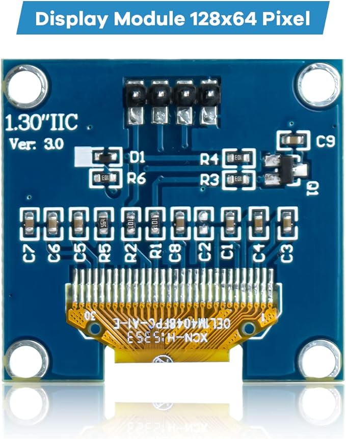 Hosyond 5 Pcs 1.3 Inch IIC I2C OLED Display Module 128x64 Pixel SH1106 Screen Module Compatible with Arduino/Raspberry Pi (White)