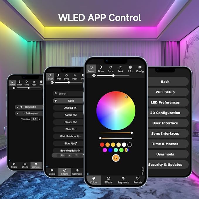 BTF-LIGHTING ESP32 WLED LED Strip Controller SP803E Built-in Mic DIY Dynamic Modes UART USB Type-C Download for WS2811,WS2812,SK6812,WS2814,WS2815 Addressable LED Strip/Matrix,PWM Dimming CCT RGB LED