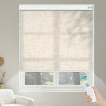 Kilonity Motorized Roller Shades, Light Filtering Remote Control Custom Window Shades Compatible with Alexa Google Assistant via RF Hub, Rechargeable Electric Blinds for Windows (Texture Beige)