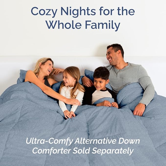 Full XL Bed Sheet Set - 4 Piece Extra Long Extended Full XL Sheets - Soft, Breathable & Cooling - Fits 8" to 16" Mattress with Deep Pockets - 54" x 80" - Wrinkle and Fade Resistant - Heathered Blue