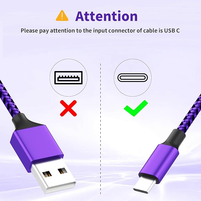 USB C Multi Charging Cable, (2 Pack 4FT), 3 in 1 Charging Cable Nylon Braided Universal Charger Cable with Type-C, Micro USB,IP Port for iPhone16/15 Series/Cell Phones & Pads and Other Devices-Purple