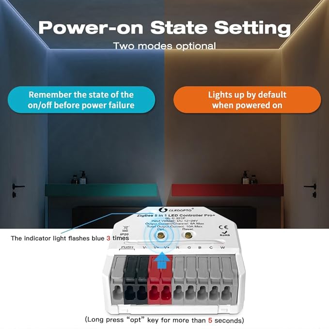 GLEDOPTO ZigBee 3.0 Pro Mini LED Strip Controller 5 Modes in 1 RGBCCT RGBW RGB CCT WWCW Dimmer DC12-24V APP Voice Control Work with Hu/e ZigBee2mqtt Conbee II Home Assistant Alexa (Hub Required)