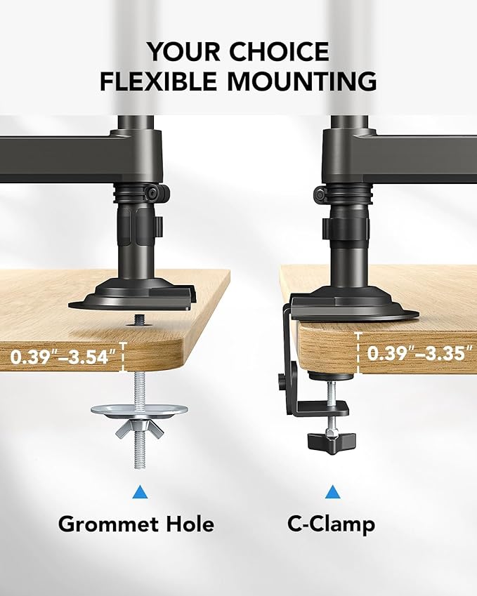HUANUO 13-32 Inch Dual Monitor Stand, NITROGLIDE™ Dual Monitor Mount, Monitor Stand 2 Monitors, Ergonomic Adjustable Tilt/Swivel/Rotate, Weight Max 19.8 lbs, VESA 75/100mm