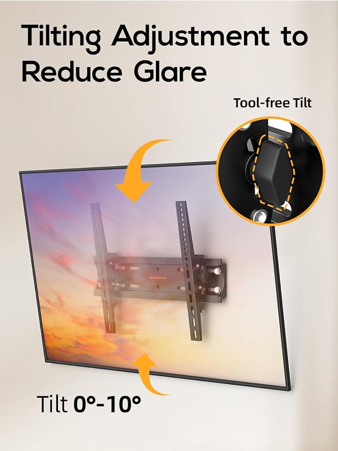 IWORKBOARD 40 50 55 inch Tilting TV Wall Mount for 24-65 '' TVs, Low Profile TV Mount, Ultra Slim Wall Mounts TVs Bracket, Max VESA 400x400mm, 99 lbs & 16 inch Studs, Fit Most 32+ 42 43 45 Screen