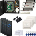 MENGQI-CONTROL 4 Door Access Control System with 600lbs Magnetic Lock Entry Access Control Panel 110V Power Supply Box RFID Reader Exit Button Enroll USB Reader RFID Card Key Fob APP Remote Open Lock