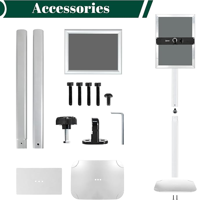 Mutualsign 3Pcs Heavy Duty Pedestal Sign Holder for Display, 11 x 17 inches Adjustable Floor Standing Sign Holder with Weighted Base , Sign Stand for Indoor/Outdoor Advertising，Silver