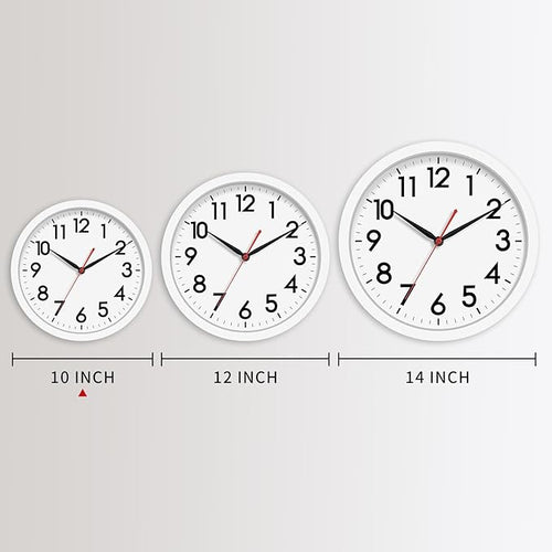 AKCISOT Wall Clock Silent Non Ticking Modern Wall Clocks Battery Operated 10 Inch, Analog Small Classic Clock Decorative for Bedroom, Kitchen, Home Office, Bathroom, School, Living Room (White)