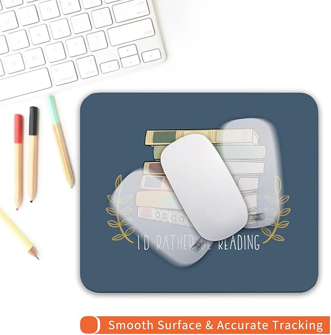 Armanza Square Mouse Pad Books, Personalized Premium-Textured Custom Mouse Mat Design, Washable Mousepad Cloth, Non-Slip Rubber Base Computer Mouse Pads for Wireless Mouse