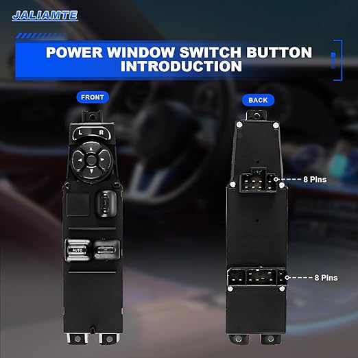 JALIAMTE 56045538AD Master Power Window Switch, 56049804AB Left Front Driver Side Control Power Switch Compatible with 2002-2009 Dodge Ram 2003-2004 Dodge Dakota, Replaces OE# 56049804AA, 901-484