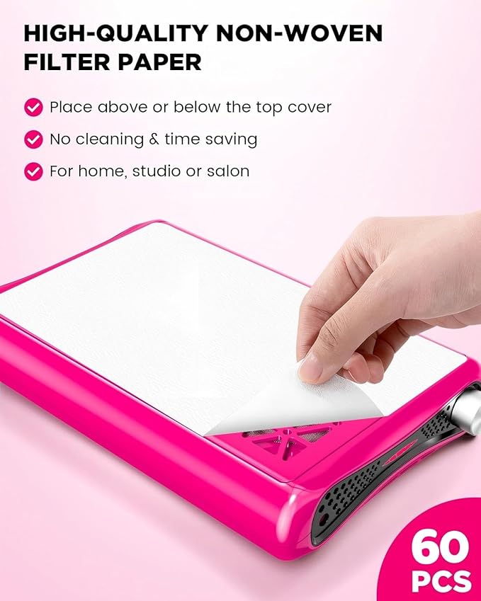 ECOSI 60 Sheets Nail Dust Collector Filter Paper Disposable Nail Dust Filters for Nail Dust Collector Machine Nail Vacuum Dust Collector