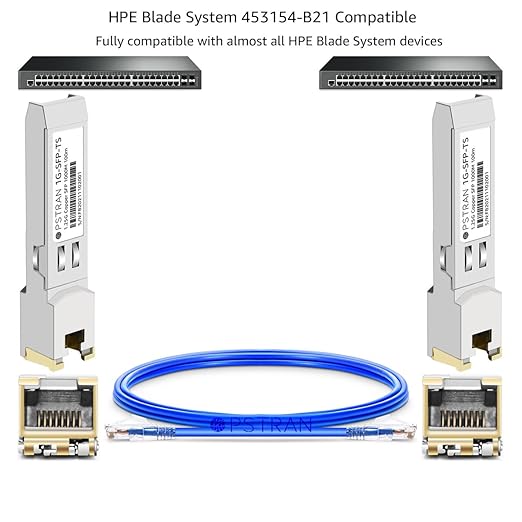 OPSTRAN 1000BASE-T SFP RJ45 Copper Transceiver Module Compatible with HPE BladeSystem 453154-B21 100m Cat 5e/6/6a
