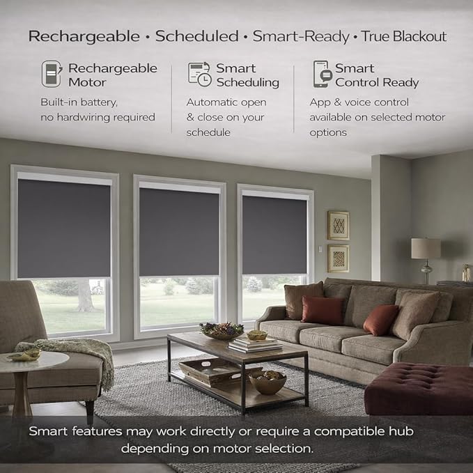 ZSHINE Motorized Blackout Window Blinds Customize Width (23-95 Inches) Remote Control Wireless and Rechargeable Roller Shades Blinds for Windows, Home, Office, Hotel, Club, Restaurant(82010l)