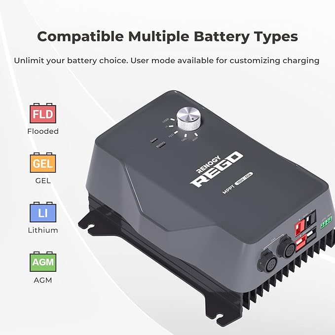 Renogy Solar Charge Controller (Built-in Bluetooth) - REGO 60A 12V/24V Auto DC Input MPPT, with Battery Protect Unit forGel Sealed Flooded Lithium Battery