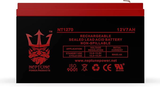 Neptune Power Brand NT1270 F1 12V 7Ah SLA Replacement Battery for APC Back-UP UPS ES 550 VA BE500C BE500U, RBC2, BE500R, BK300C, BK350, BK500, BK500BLK, BK500M, BK500MC, BK500MUS, SC420, SU420NET