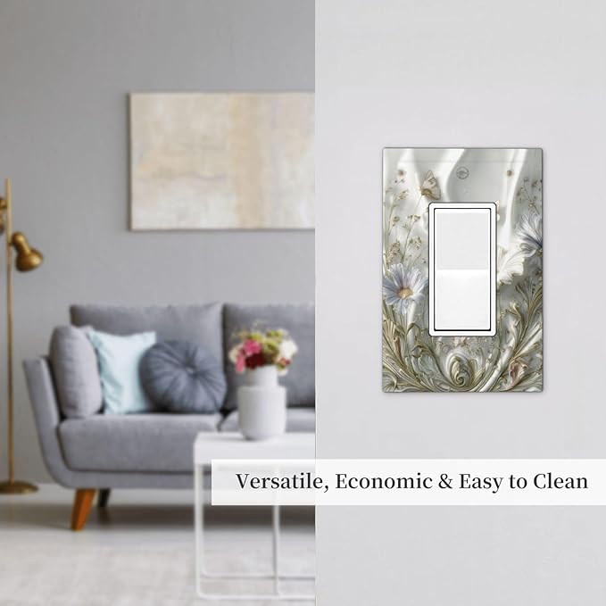 Bvtewkhz Boho Floral Wild Flower 1 Gang Single Rocker Decorative Light Switch Covers Electrical Faceplate Switch Plates for Bathroom Kitchen Home