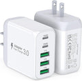 USB C Wall Charger Block, 2Pack 60W 5-Port C Charger Fast Charging Block PD Power Adapter +QC 3.0 Multiport Type C Box Brick Cube USB A Wall Plug for iPhone 15/16/17 Pro Max Plus, iPad,Samsung Galaxy