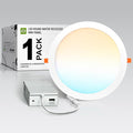 ASD 1 Pack 11/12 Inch LED Recessed Lighting 24W, 5 CCT 2700K-5000K CRI90+, IC Rated Ultra Thin Dimmable Ceiling Lights with J Box, Canless Wafer Downlight, Round Slim Panel Light, UL Listed, White