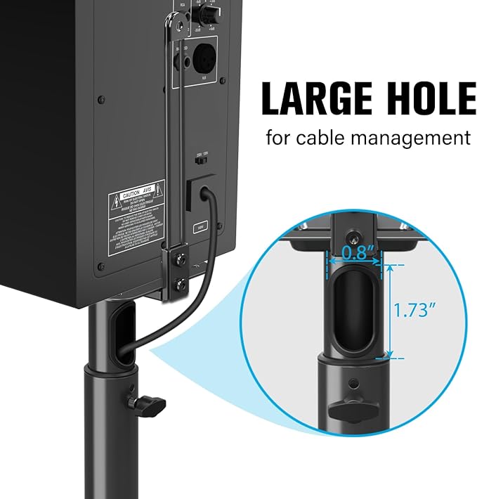 Mounting Dream Speaker Stands - Height Adjustable Speaker Stand for Vizio, Polk, JBL, Sony, Speaker Stands Pair with Wire Management (Holds up to11LBS Per Stand)