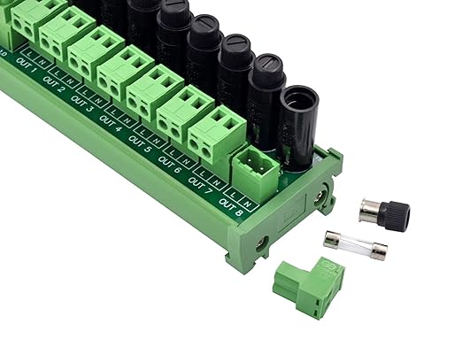 DIN Rail Mount AC 24-250V 8 Channel Pluggable Top Wiring Terminal Block Power Distribution Fuse Module, HCDC HD065VT