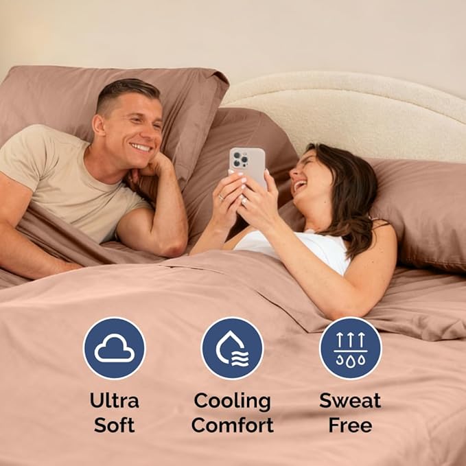 Split Head King Sheet Set – 4 Piece Flex Split Top King Sheets for Adjustable Beds - Fits 14” to 16" Mattress w/ Deep Pockets - Ultra-Soft, Breathable & Cooling - Luxury Bedding & Wrinkle Free - Mauve