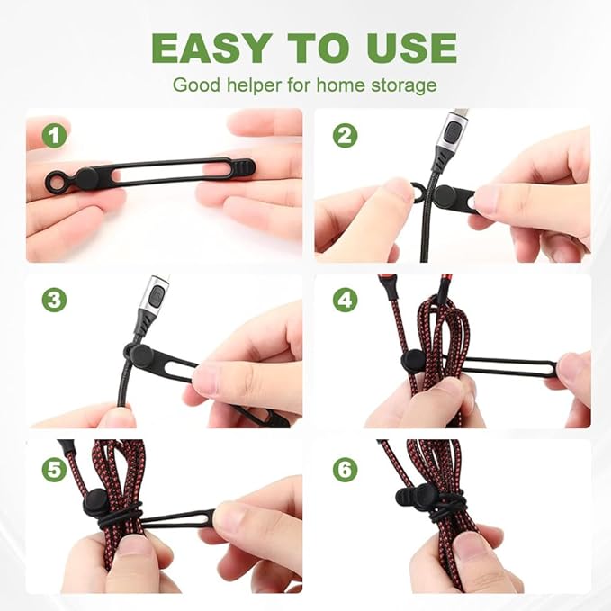 Data Cable Organizer, 2026 Upgrade Silicone Cable Ties Reusable Cable Management Organizers, Multipurpose Elastic Cord Organizer for Fastening and Bundling Cable Cords Wires (30PC)