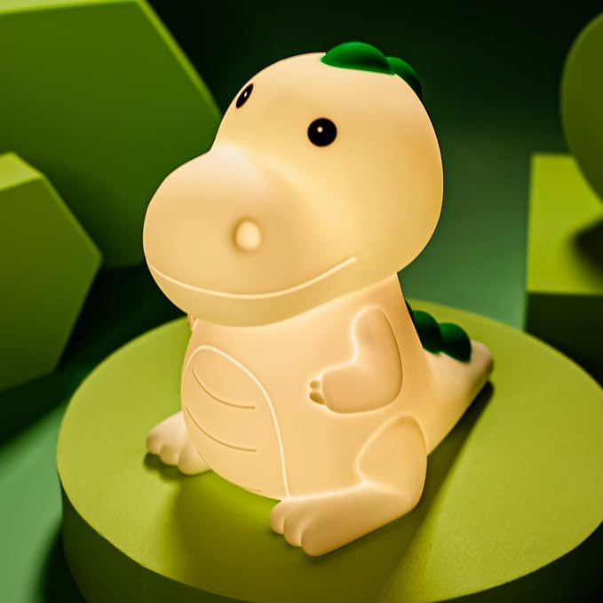 LEDHOLYT LED Cute Dinosaur Night Light, Cute Silicone Dinosaur Lamp and Animal NightLight, LED Squishy Animal Light for Sleep, Kawaii Bedside Lamp Room, Rechargeable Bedside Touch Silicone Lamp