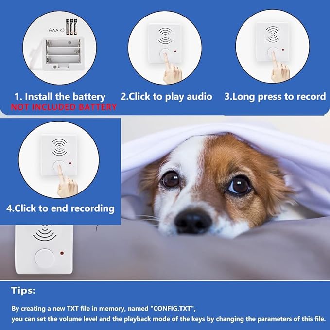 XLW 16 Minutes Voice Recorder for Stuffed Animals,Voice Box for Recordable Presents Button Sound Box for Crafters, Hobbyists, School Presentations,Personalized Items,Christmas New Year Present -White