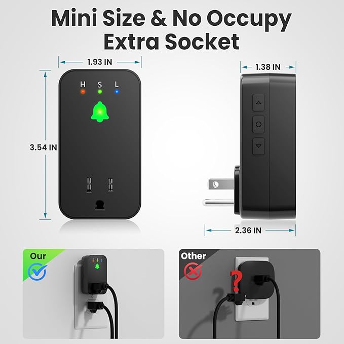 Power Failure Alarm WiFi, Smart Power Outage Alarm with App Notifications, Mini Size Freezer Alert with Loud 110dB & LED Indicator & Voltage Detection, Home Power Monitor for GFCI Trips, Sump Pump ﻿