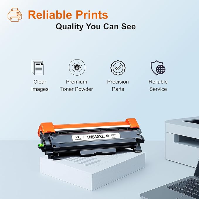 VLOVEINK TN830XL TN830 Toner Cartridge Replacement for Brother TN830XL TN830 XL/V/R 830 XL Toner Cartridge for Brother Printer HL-L2460DW DCP-L2640DW HL-L2405W MFC-L2820DW High Yield, 5 Black