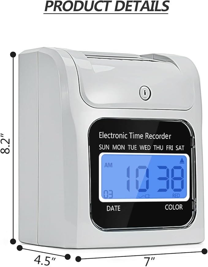 TooCust Time Clock Bundle with 200 Time Cards, 4 Ink Ribbons, 2 Ten-Slot Time Card Racks, & 2 Security Keys, Auto-Align Employee Time Clocks for Small Business